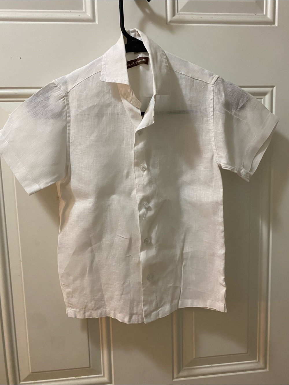 Children's Linen Set - White Short-Sleeve Button-Up Shirt & Beige Pants | Size 6